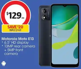 Coles Motorola Moto E13 offer