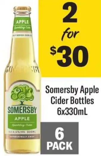 Coles Somersby Apple Cider Bottles 6x330mL offer