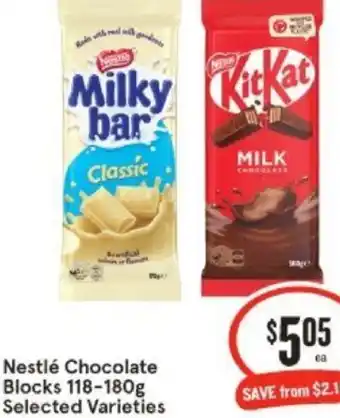 IGA Nestlé Chocolate Blocks 118-180g offer