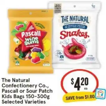 IGA The Natural Confectionery Co., Pascall or Sour Patch Kids Bags 150-300g offer