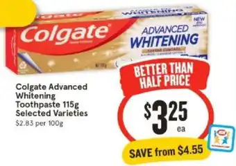 IGA Colgate Advanced Whitening Toothpaste 115g offer