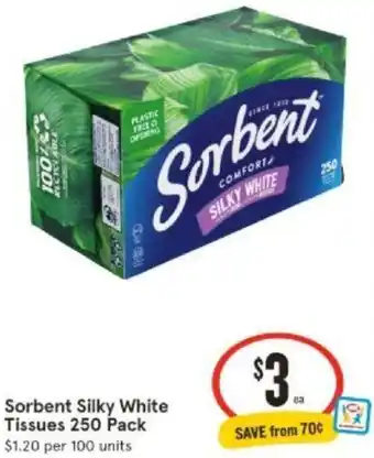 IGA Sorbent Silky White Tissues 250 Pack offer