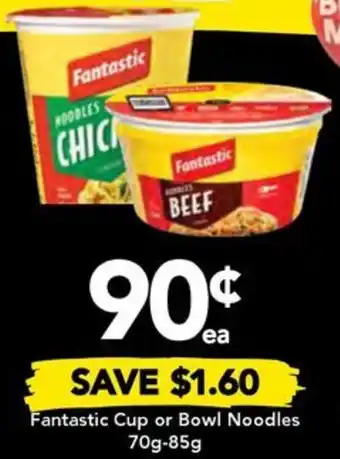Drakes Fantastic Cup or Bowl Noodles 70g-85g offer