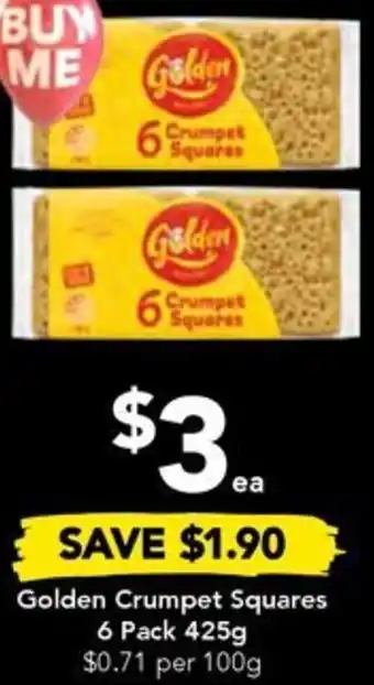 Golden Crumpet Squares 6 Pack 425g