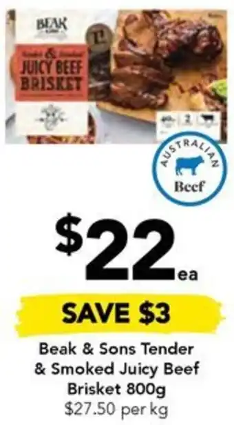 Drakes Beak & Sons Tender & Smoked Juicy Beef Brisket 800g offer