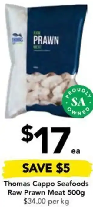 Drakes Thomas Cappo Seafoods Raw Prawn Meat 500g offer