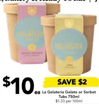 Drakes La Gelateria Gelato or Sorbet Tubs 750ml offer