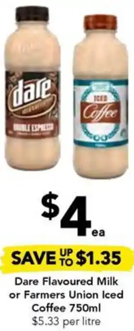 Drakes Dare Flavoured Milk or Farmers Union Iced Coffee 750ml offer