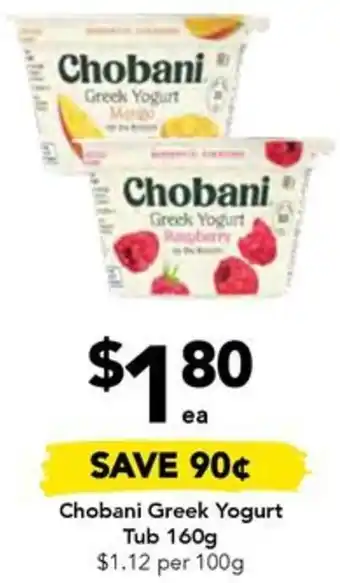 Drakes Chobani Greek Yogurt Tub 160g offer