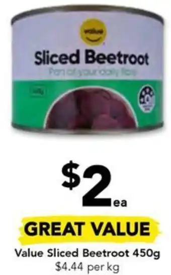 Value Sliced Beetroot 450g