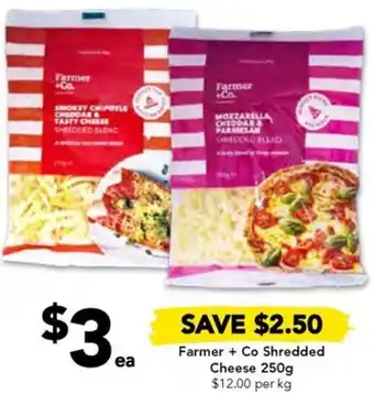Drakes Farmer + Co Shredded Cheese 250g offer