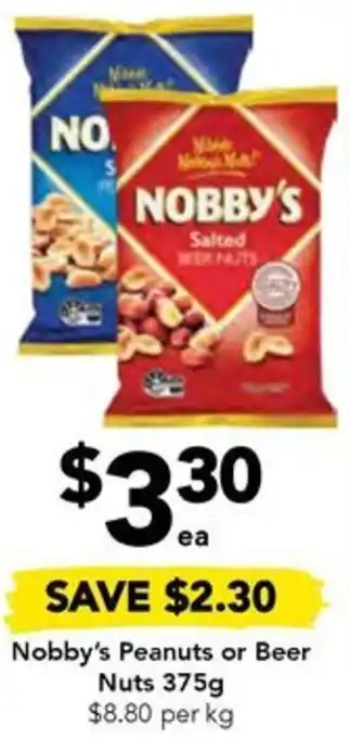 Drakes Nobby's Peanuts or Beer Nuts 375g offer