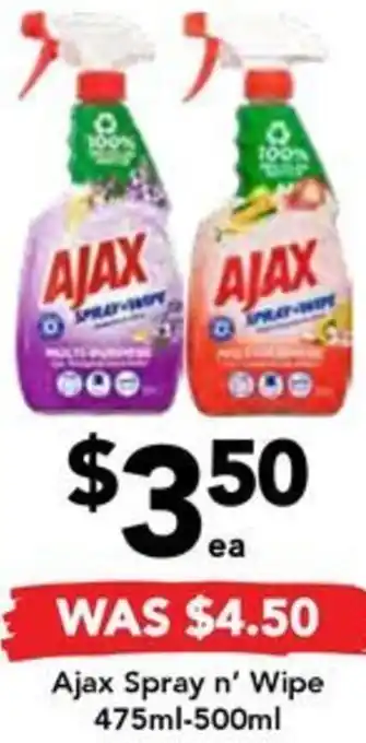 Drakes Ajax Spray n' Wipe 475ml-500ml offer