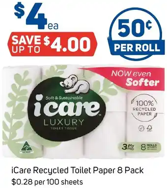 Foodland iCare Recycled Toilet Paper 8 Pack offer