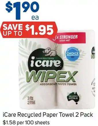 Foodland iCare Recycled Paper Towel 2 Pack offer