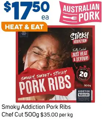 Foodland Smoky Addiction Pork Ribs Chef Cut 500g offer