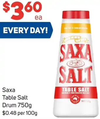 Foodland Saxa Table Salt Drum 750g offer