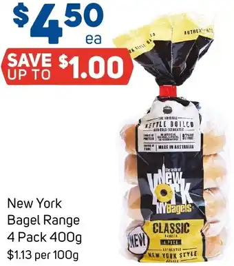 Foodland New York Bagel Range 4 Pack 400g offer
