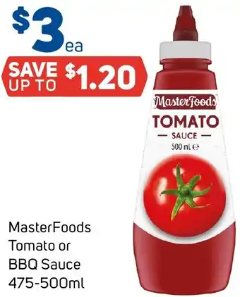 Foodland MasterFoods Tomato or BBQ Sauce 475-500ml offer