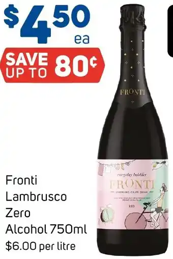 Foodland Fronti Lambrusco Zero Alcohol 750ml offer