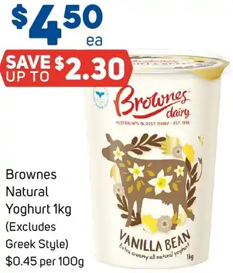 Foodland Brownes Natural Yoghurt 1kg offer
