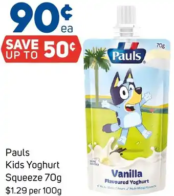 Foodland Pauls Kids Yoghurt Squeeze 70g offer
