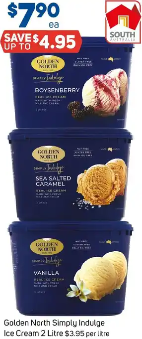 Foodland Golden North Simply Indulge Ice Cream 2 Litre offer