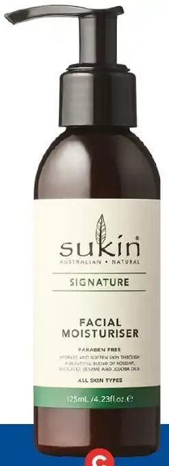 Foodland Sukin Signature Facial Moisturiser Pump 125ml offer