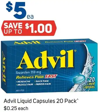 Advil Liquid Capsules 20 Pack