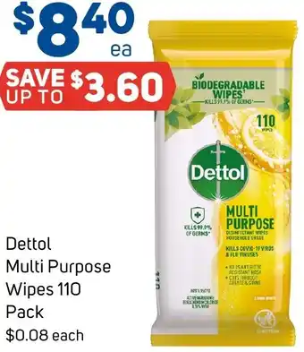 Foodland Dettol Multi Purpose Wipes 110 Pack offer