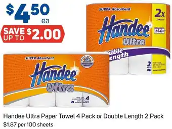 Foodland Handee Ultra Paper Towel 4 Pack or Double Length 2 Pack offer