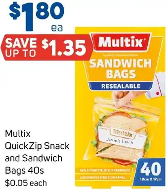 Foodland Multix QuickZip Snack and Sandwich Bags 40s offer