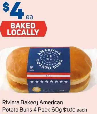 Foodland Riviera Bakery American Potato Buns 4 Pack 60g offer