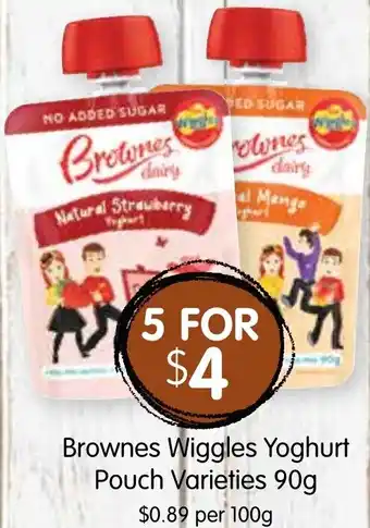 Spudshed Brownes Wiggles Yoghurt Pouch Varieties 90g offer