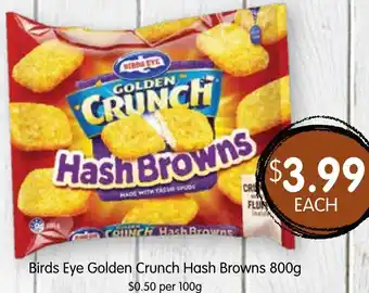 Spudshed Birds Eye Golden Crunch Hash Browns 800g offer