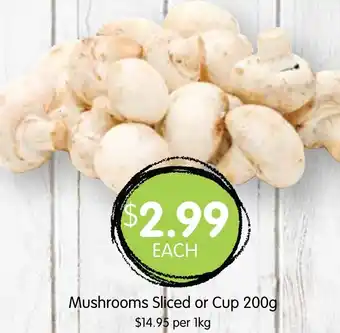 Mushrooms Sliced or Cup 200g