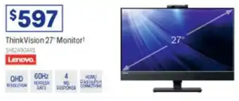 Officeworks Lenovo Think Vision 27" Monitor offer
