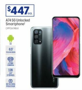 Officeworks Oppo A74 5G Unlocked Smartphone offer