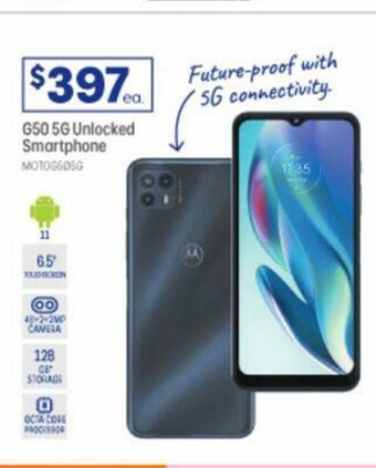 Officeworks Motorola G50 5G Unlocked Smartphone offer