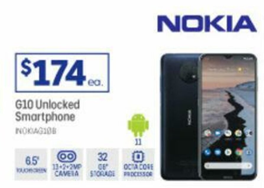 Nokia G10 Unlocked Smartphone offer at Officeworks