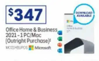 Officeworks Microsoft Office Home & Business 2021 - 1PC/Mac offer