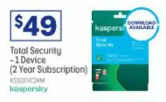 Officeworks Kaspersky Total Security - 1 Device (2 Year Subscription) offer