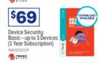 Officeworks Trend Device Security Basic - up to 3 Devices (1 Year Subscription) offer