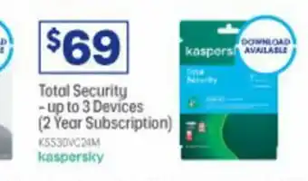 Officeworks Kaspersky Total Security - Up to 3 Devices (2 Year Subscription) offer