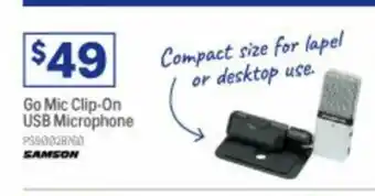 Officeworks Samson Go Mic Clip-On USB Microphone offer