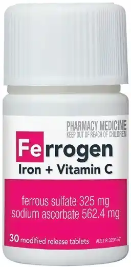 Pharmacist Advice Ferrogen Iron + Vitamin C 30 Tablets offer