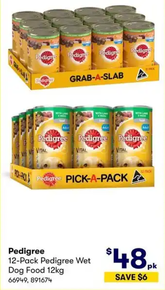 BIG W 12-Pack Pedigree Wet Dog Food 12kg offer