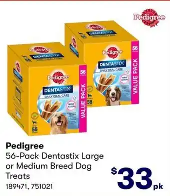 BIG W 56-Pack Dentastix Large or Medium Breed Dog Treats offer