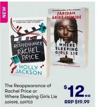 BIG W The Reappearance of Rachel Price or Where Sleeping Girls Lie offer
