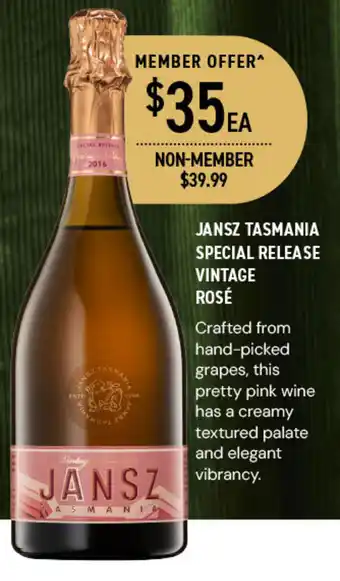 Dan Murphy's JANSZ TASMANIA SPECIAL RELEASE VINTAGE ROSÉ offer